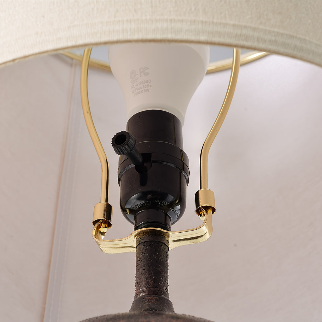 2 Pack Rustic Farmhouse Table Lamps for Living Room End Table with 4 LED Bulbs, Western Metal Lantern Lamps for Bedroom, 2 Lights- 9W Bright Rotary Switch Top Light + Touch Contorl 3 Way Dimmable Night Light, USB Charging, Natural Linen Shade, 23''