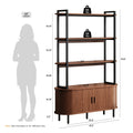 4-Tier Open Bookshelf 71 Inch High Floor Standing Display Bookcase Storage Rack With Storage Cabinets Living Room, Bedroom, Home Office Display Shelf Walnut