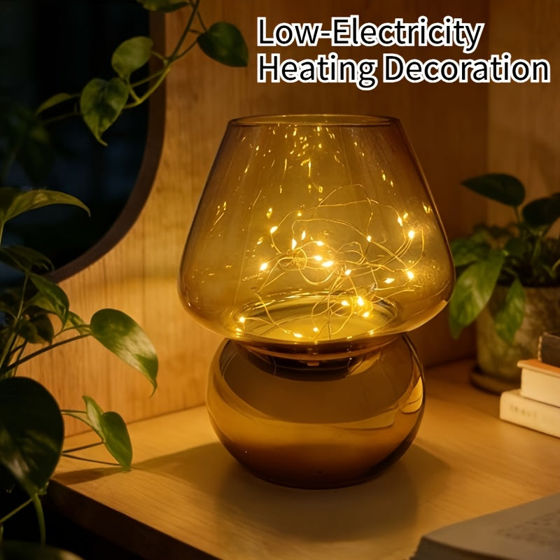 Glass Mushroom Lamp Battery-Powered - Cute Mushroom-Shaped Bulb with Glass &, Portable Table\u002FCendant for Rooms,, Rustic Decor (No Plug, Battery-Supported)