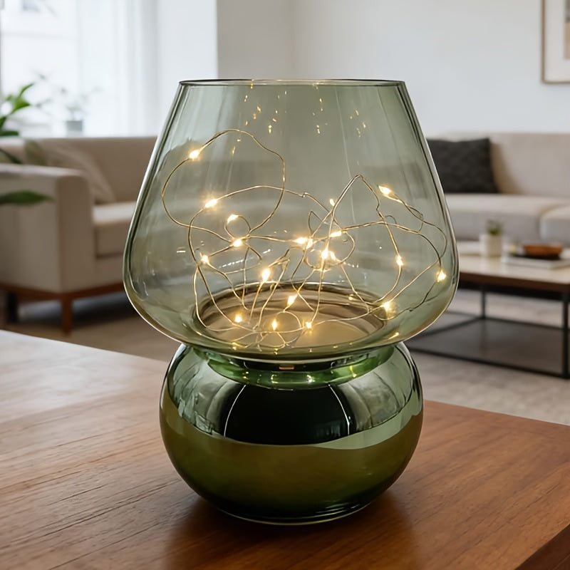 Glass Mushroom Lamp Battery-Powered - Cute Mushroom-Shaped Bulb with Glass &, Portable Table\u002FCendant for Rooms,, Rustic Decor (No Plug, Battery-Supported)