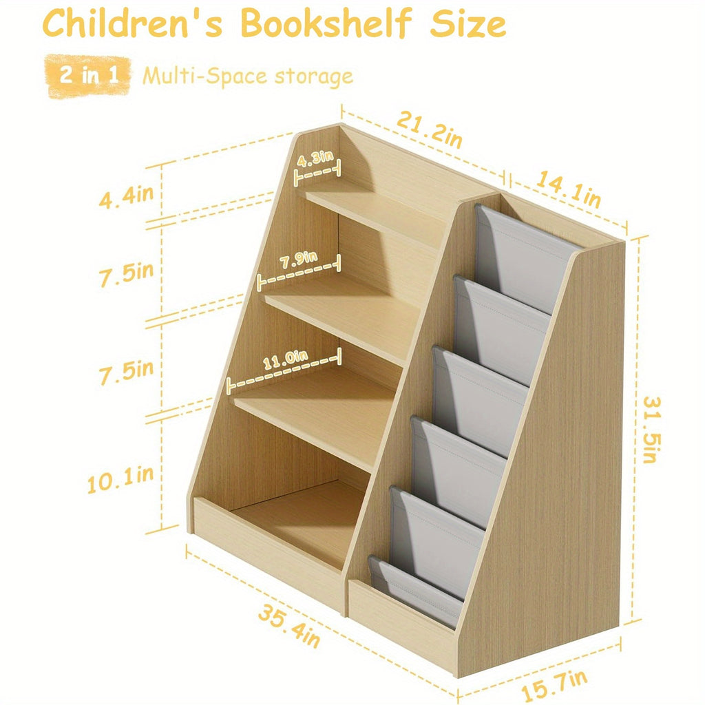 4-tier Bookshelf, 5-tier Hanging Bookcase, Baby Storage Bookshelf, Book And Toy Organizer Cabinet, Book Display Stand, Suitable For Game Rooms, Kindergartens, Classrooms, Libraries, Small Room Storage Shelves, Newspaper Rack.