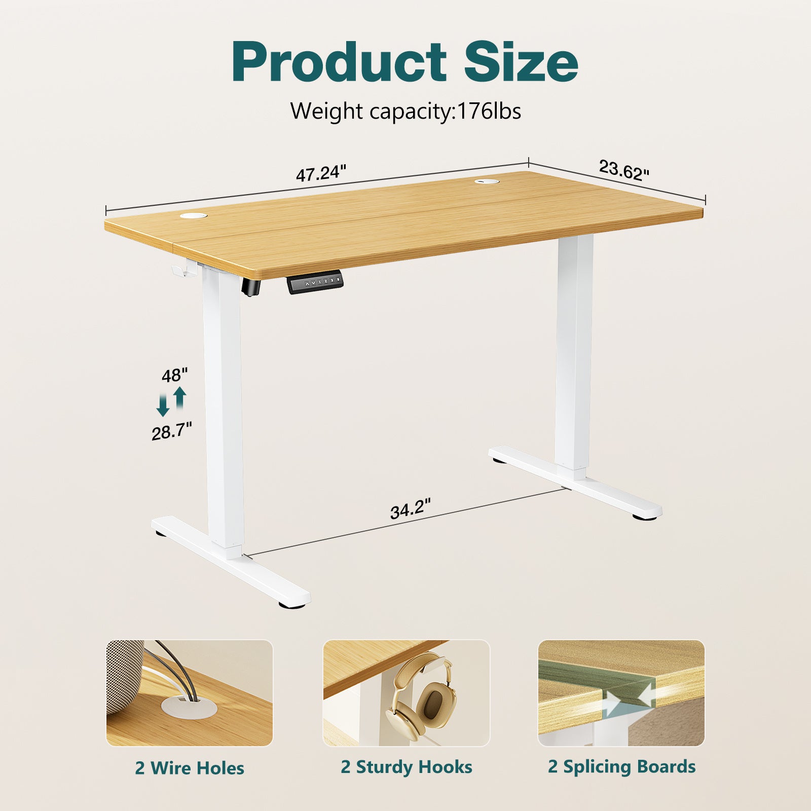 Ergonomic height-adjustable lift table Modern office computer desk Suitable for office study room bedroom living room