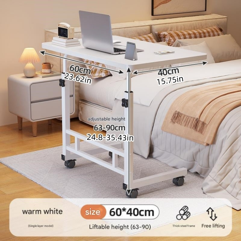 Multifunctional Standing Desk, Height Adjustable 23.62-35.43 Inches, Ergonomic Mobile Computer Desk with Casters, Stable and Comfortable, Sturdy and Durable, Easy to Assemble, Spacious Study Desk Suitable for Home Office and Sofa Use