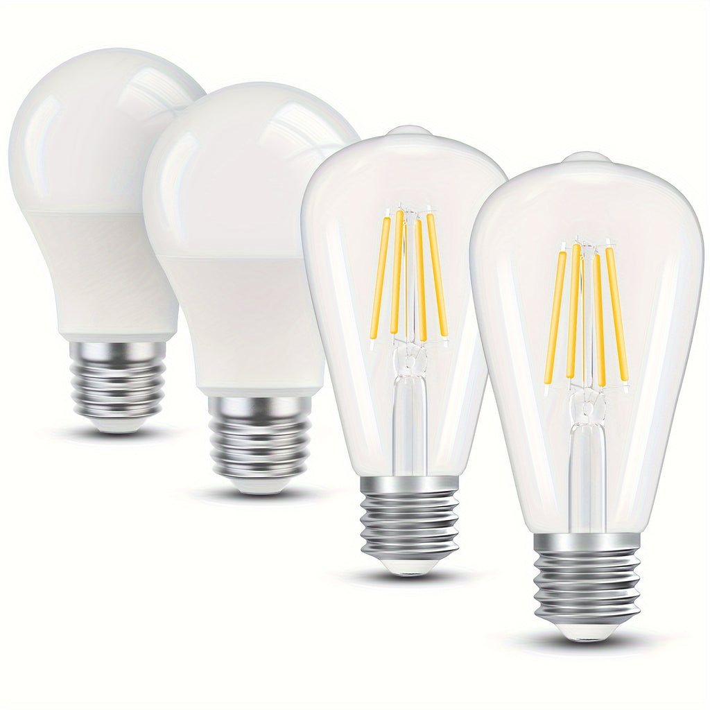 2 Set Farmhouse Table Lamps with 4 LED Bulbs, 9W Bright Rotary Switch Top Light + Touch Contorl 3 Way Dimmable Bird Cage Nightstand Light, Dual USB Ports, Natural Linen Shade, Metal, Black, 22 Inch