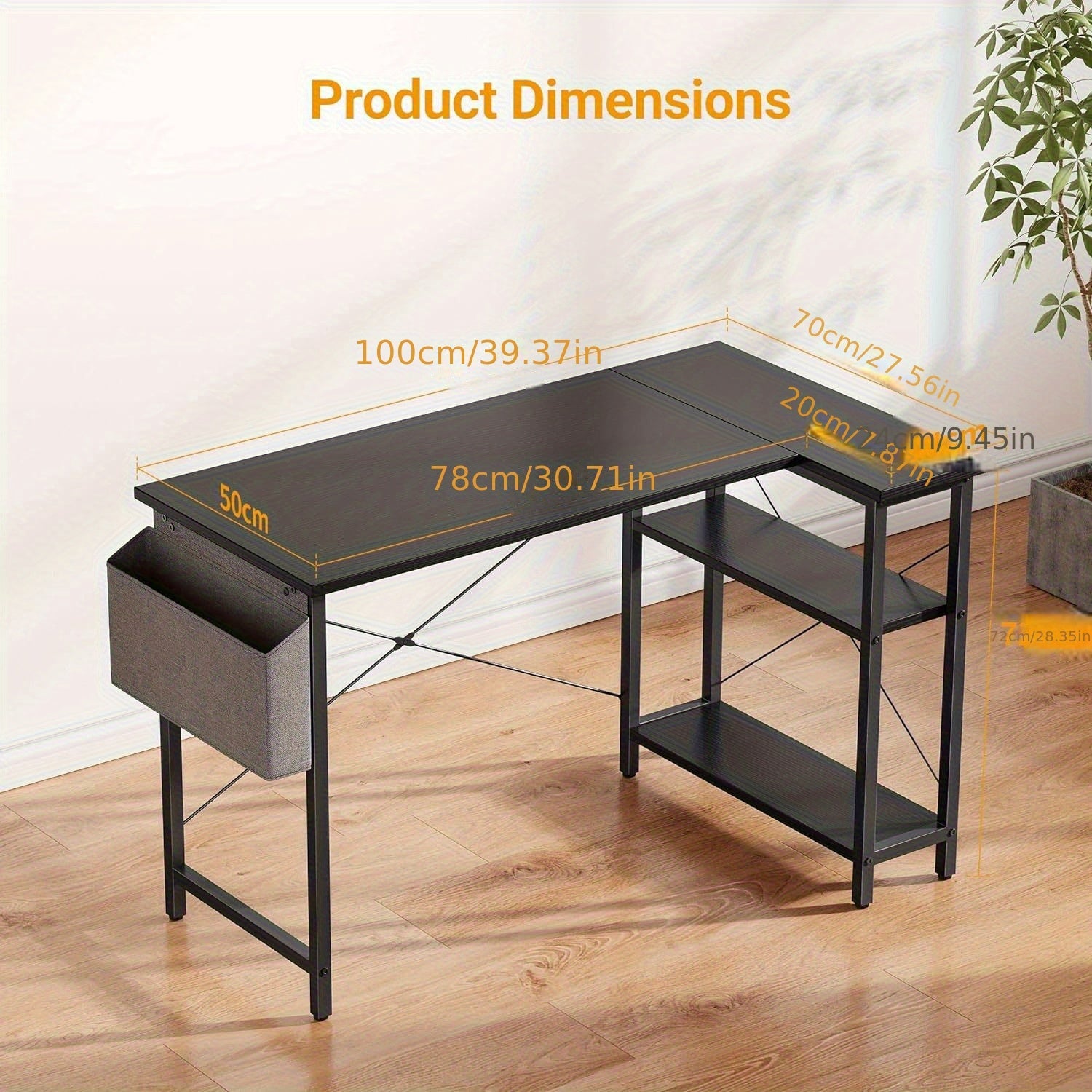 Fezibo L Shaped Desk, 40 Inch Computer Workstation with Adjustable Storage Shelves for Home Office Corner, Study And Writing Table, Black