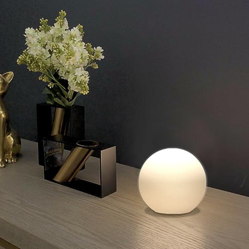 6 Inch Ball Table Lamp with Glass Shade | Traditional Style, Battery Powered, Downlight, No Bulb Included, Suitable for Bedroom, Dorm, Office, and Bookshelf Reading Decoration