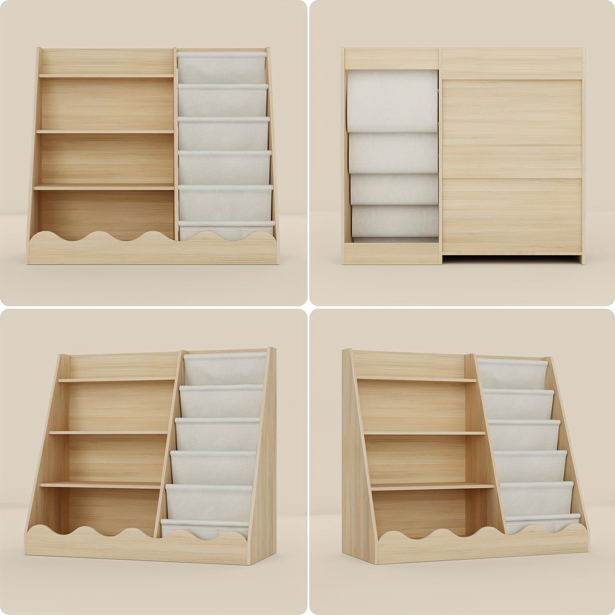 4-tier Bookshelf, 5-tier Hanging Bookcase, Baby Storage Bookshelf, Book And Toy Organizer Cabinet, Book Display Stand, Suitable For Game Rooms, Kindergartens, Classrooms, Libraries, Small Room Storage Shelves, Newspaper Rack.