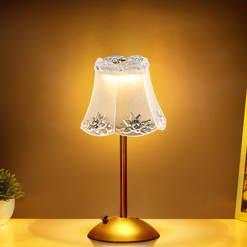 Portable Crystal Table Lamp with a Vintage Metal Design, Featuring Cordless Operation, Touch Control with Three Color Options, And Adjustable Brightness Levels, Perfect for Decorating Your Living Room, Kitchen, Or Dining Area
