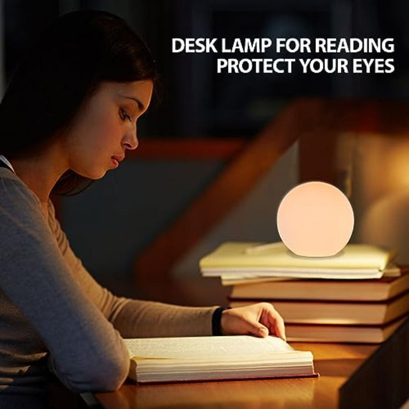 6 Inch Ball Table Lamp with Glass Shade | Traditional Style, Battery Powered, Downlight, No Bulb Included, Suitable for Bedroom, Dorm, Office, and Bookshelf Reading Decoration