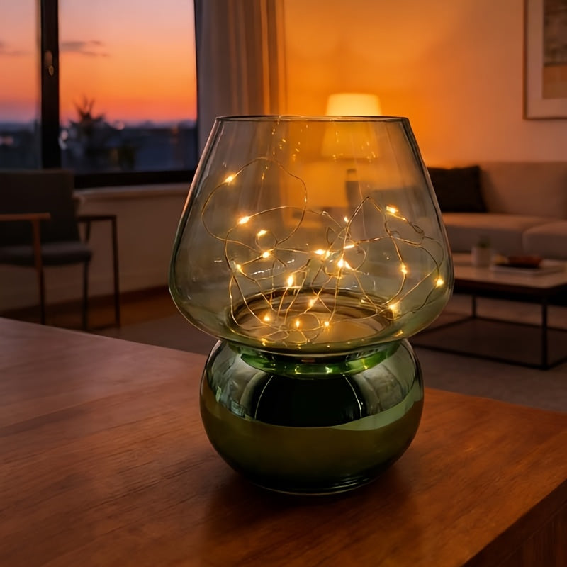 Glass Mushroom Lamp Battery-Powered - Cute Mushroom-Shaped Bulb with Glass &, Portable Table\u002FCendant for Rooms,, Rustic Decor (No Plug, Battery-Supported)