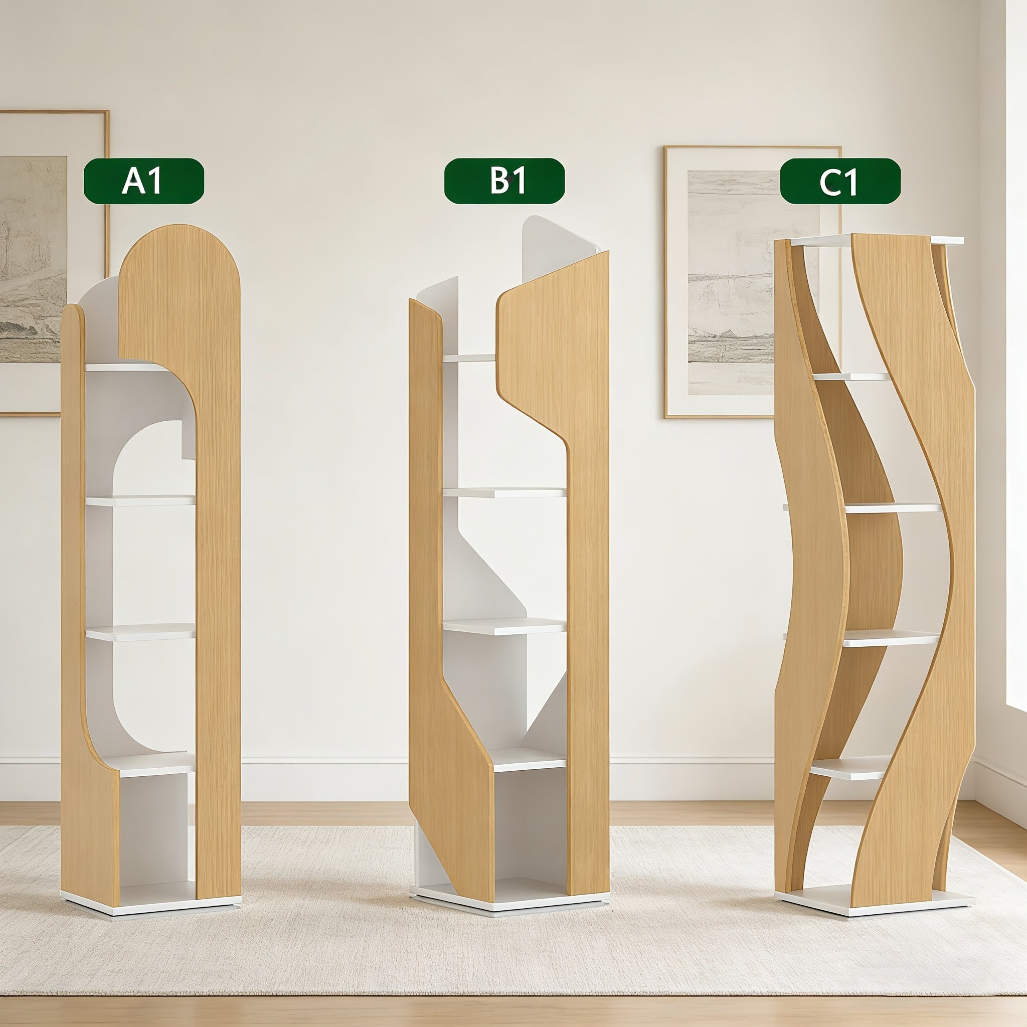 New 5-tier Rotating Floor-to-ceiling Bookshelf, Space-saving 360-degree Rotating Storage, Larger Storage Space, Solid Wood, Structural Design Is More Sturdy And Durable, Suitable for Bedroom, Living Room, Home, Office