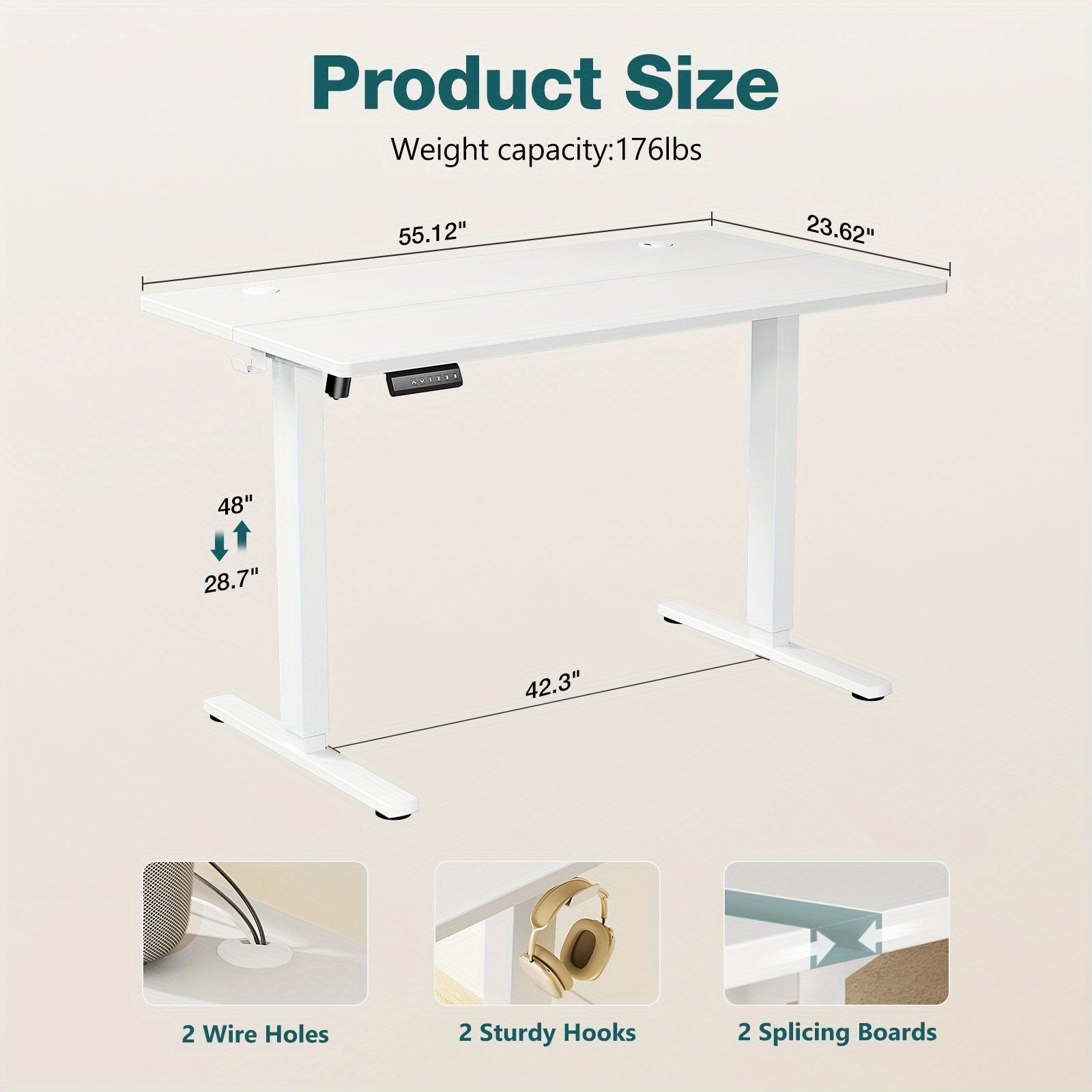Ergonomic height-adjustable lift table Modern office computer desk Suitable for office study room bedroom living room