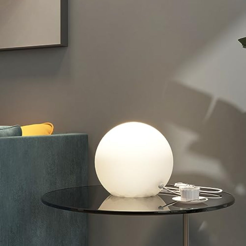 6 Inch Ball Table Lamp with Glass Shade | Traditional Style, Battery Powered, Downlight, No Bulb Included, Suitable for Bedroom, Dorm, Office, and Bookshelf Reading Decoration