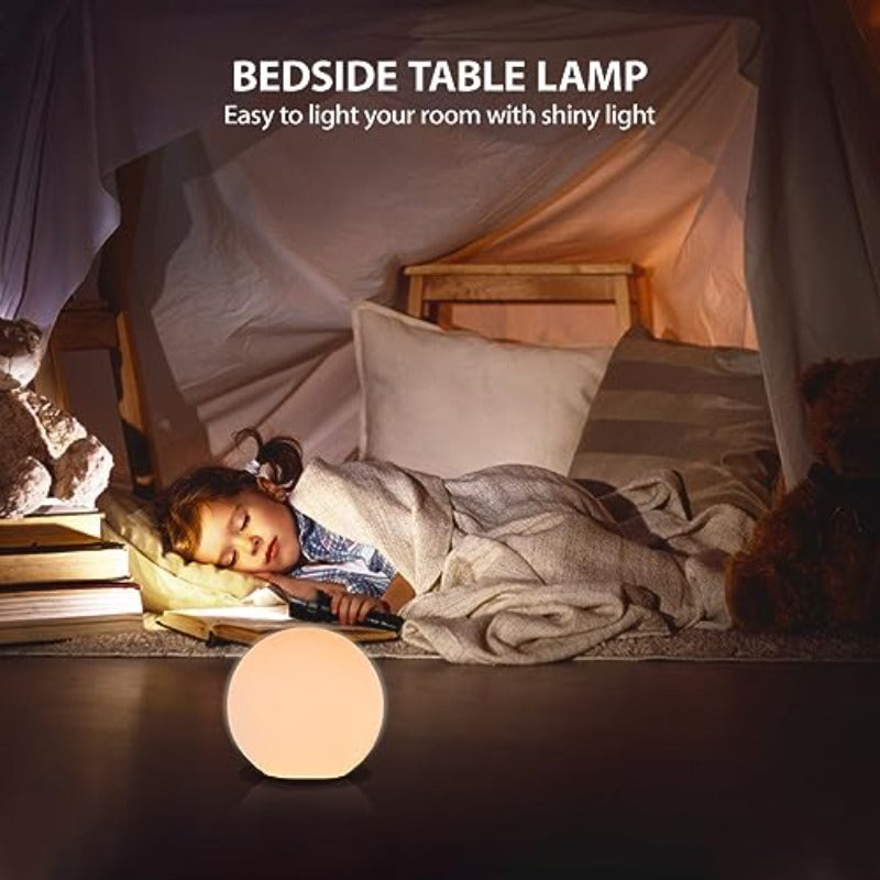 6 Inch Ball Table Lamp with Glass Shade | Traditional Style, Battery Powered, Downlight, No Bulb Included, Suitable for Bedroom, Dorm, Office, and Bookshelf Reading Decoration