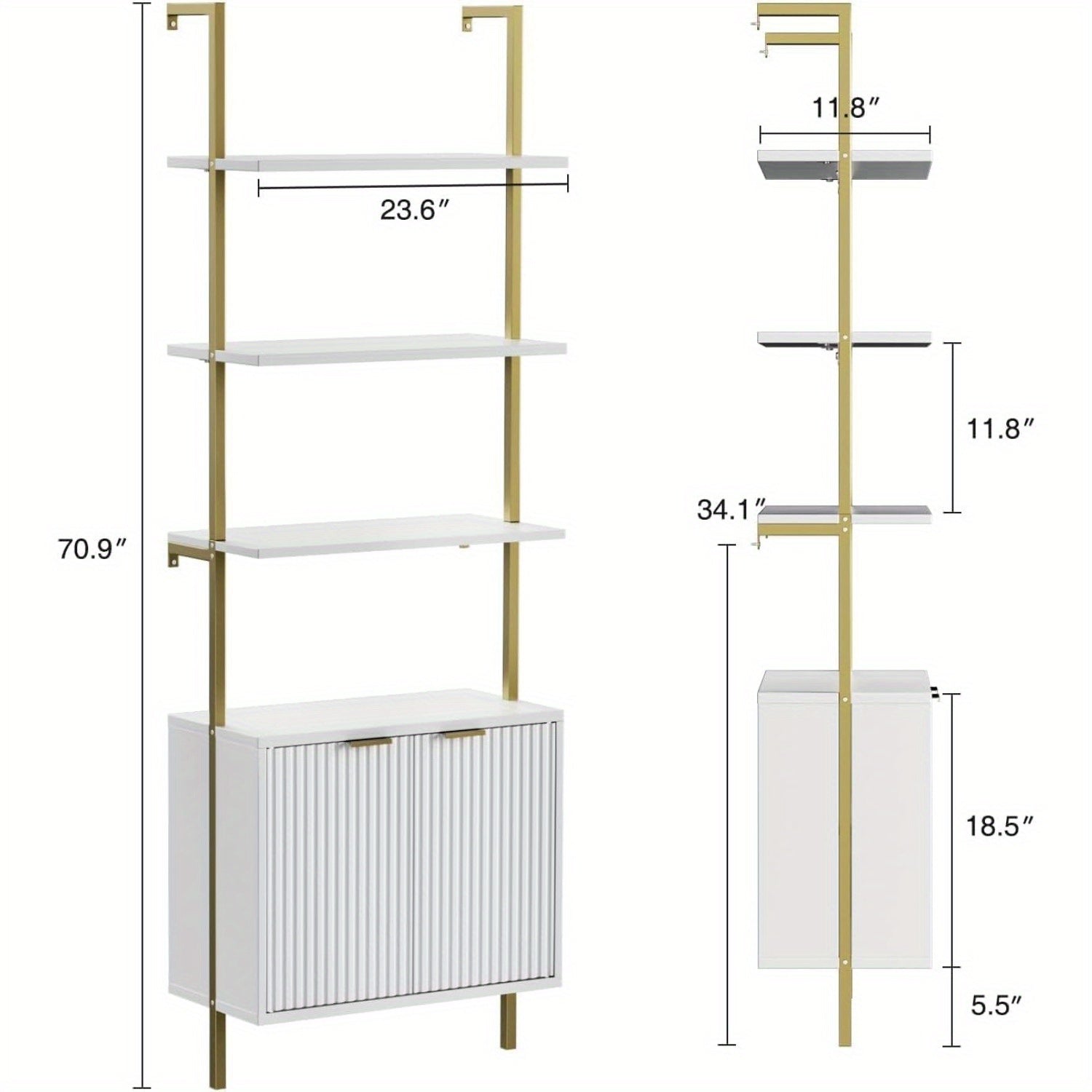 Ladder Bookshelf with Cabinet, 71\